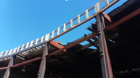 work progresses on the structure restoration of stalls 6 through 10