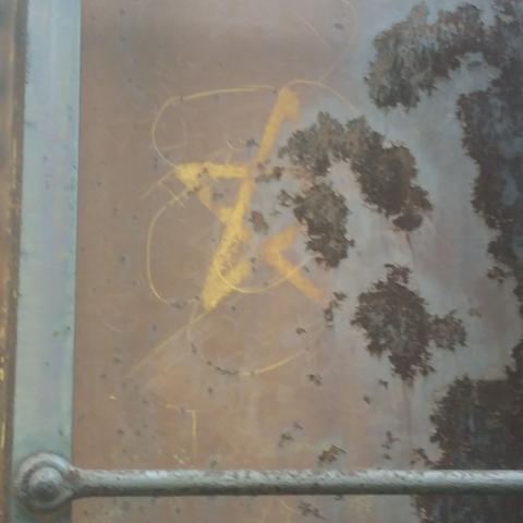 The above photos show the "SOO Line Stars" that were painted on the sides of the AC&Y boxcar at Midwest. A proposal has been presented to save these from further deterioration.